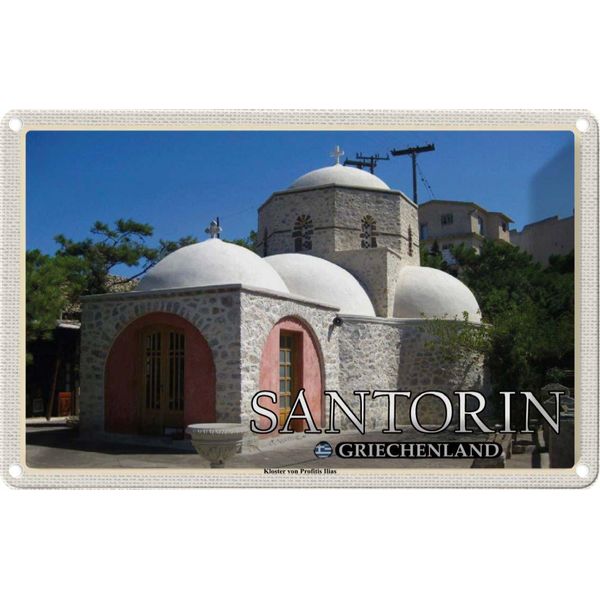Vianmo Insegna Di Latta 20X30 Cm Santorin Griechenland Kloster Profitis-image