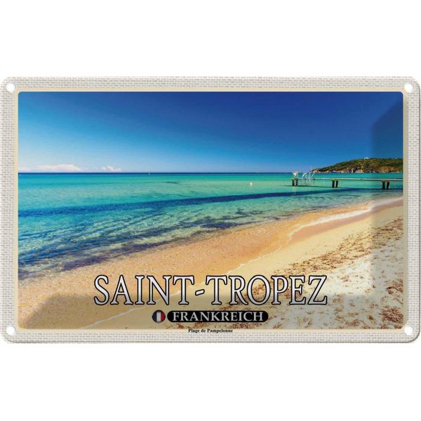 Vianmo Insegna Di Latta 12X18 Cm Saint-Tropez Plage De Pampelonne-image