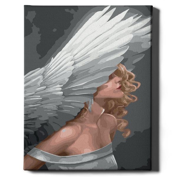 Oh Art! - Set Di Pittura Per Numeri Angelo - 40X50Cm, Con Cornice In Legno E Pennelli Fai Da Te-image