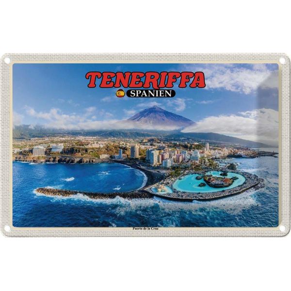 Vianmo Insegna Di Latta 20X30 Cm Teneriffa Spanien Puerto De La Cruz Berg-image