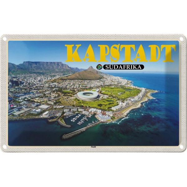 Vianmo Insegna Di Latta 12X18 Cm Kapstadt SüDafrika Stadt Meer Berge-image