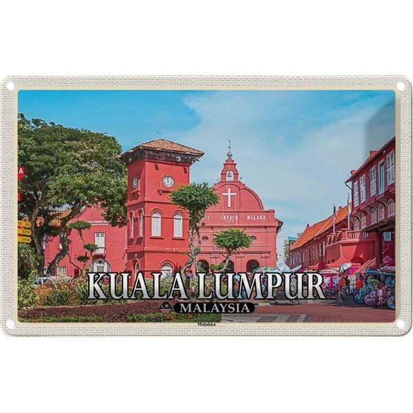 Vianmo Insegna Di Latta 20X30 Cm Kuala Lumpur Malaysia Malakka Stadt Kirche-image