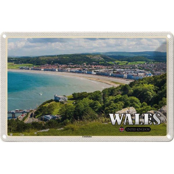 Vianmo Insegna Di Latta 12X18 Cm Wales United Kingdom Llandudno Seebad-image