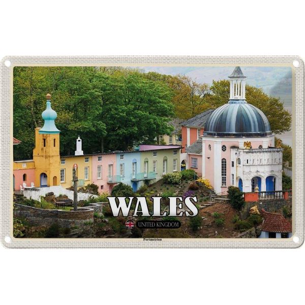 Vianmo Insegna Di Latta 12X18 Cm Wales United Kingdom Portmeirion-image