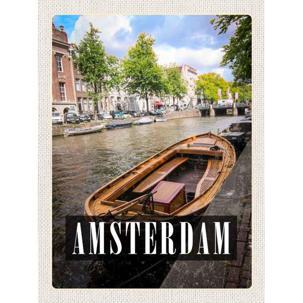 Vianmo Insegna In Legno 30X20 Cm Amsterdam Reiseziel Boot Holland-image