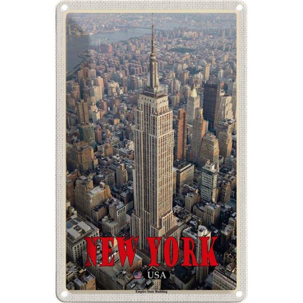 Vianmo Insegna Di Latta 30X20 Cm New York Empire State Building Dko-image