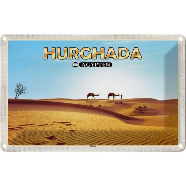 Vianmo Insegna Di Latta 20X30 Cm Hurghada ÄGypten WüSte Kamele-image