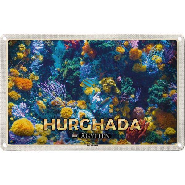 Vianmo Insegna Di Latta 20X30 Cm Hurghada ÄGypten Korallenriff Fische-image