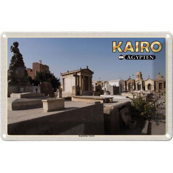 Vianmo Insegna Di Latta 20X30 Cm Kairo ÄGypten Koptisches Viertel-image