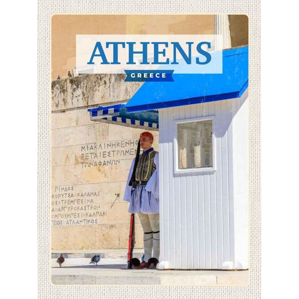 Vianmo Insegna In Legno 30X20 Cm Athens Greece Evzone Wache-image