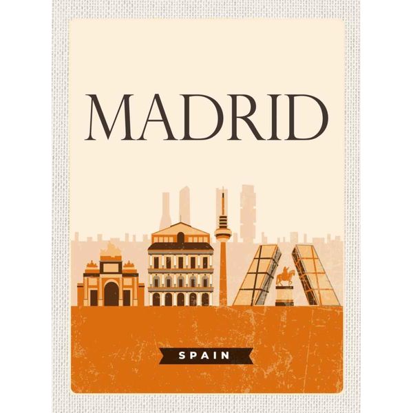 Vianmo Insegna In Legno 30X20 Cm Retro Madrid Spain Malerisches Bild-image