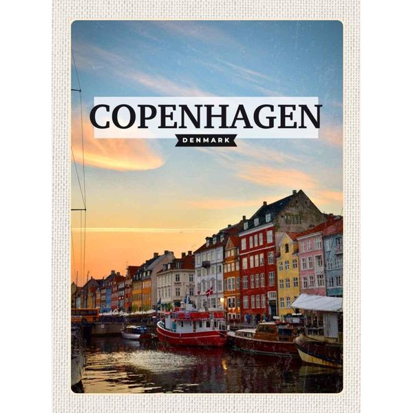 Vianmo Insegna In Legno 30X20 Cm Copenhagen Denmark Sonnenuntergang-image