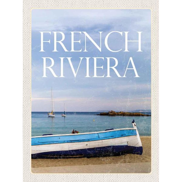 Vianmo Insegna In Legno 30X20 Cm Retro French Riviera Meer Boot-image