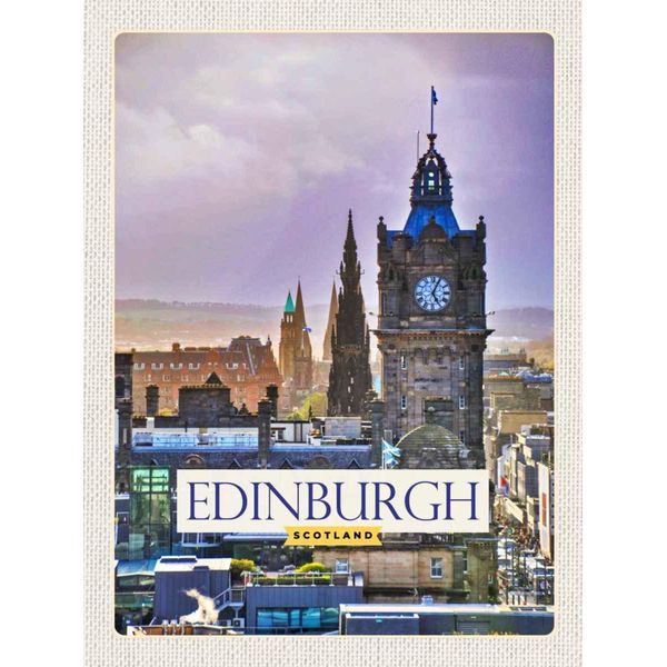 Vianmo Insegna In Legno 30X20 Cm Edinburgh Scotland Uhrturm-image