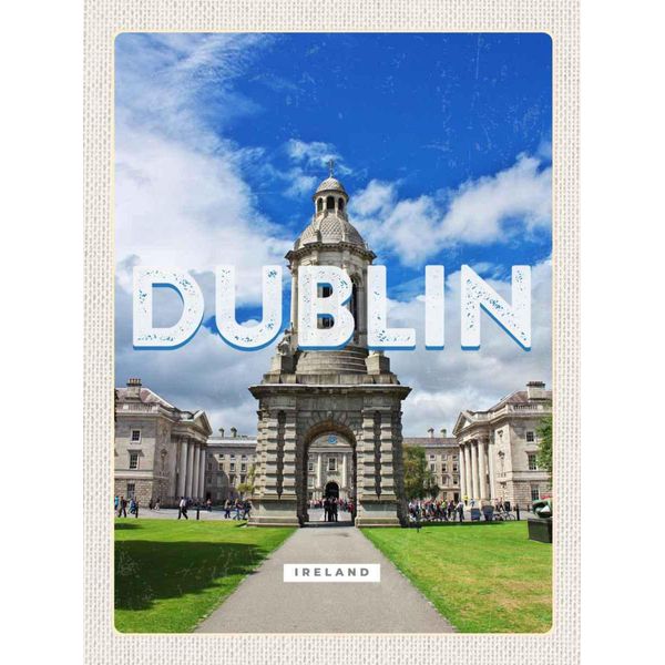 Vianmo Insegna In Legno 30X20 Cm Retro Dublin Ireland Reiseziel Stadt-image