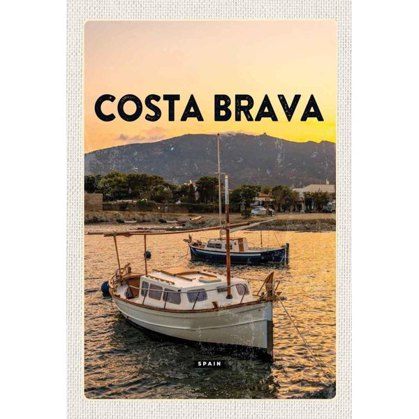 Vianmo Insegna In Legno 30X20 Cm Costa Brava Spain Sonnenuntergang Meer-image