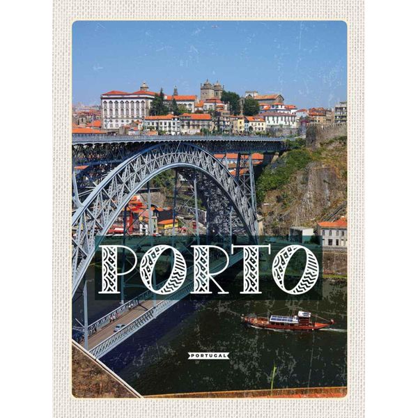 Vianmo Insegna In Legno 30X20 Cm Porto Portugal BrüCke Ponte Dom LuíS I-image