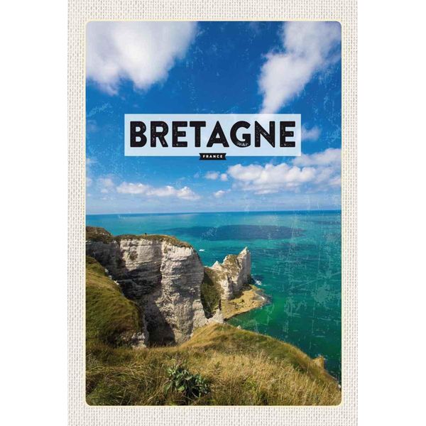 Vianmo Insegna In Legno 30X20 Cm Bretagne France Meer Berge Urlaub-image