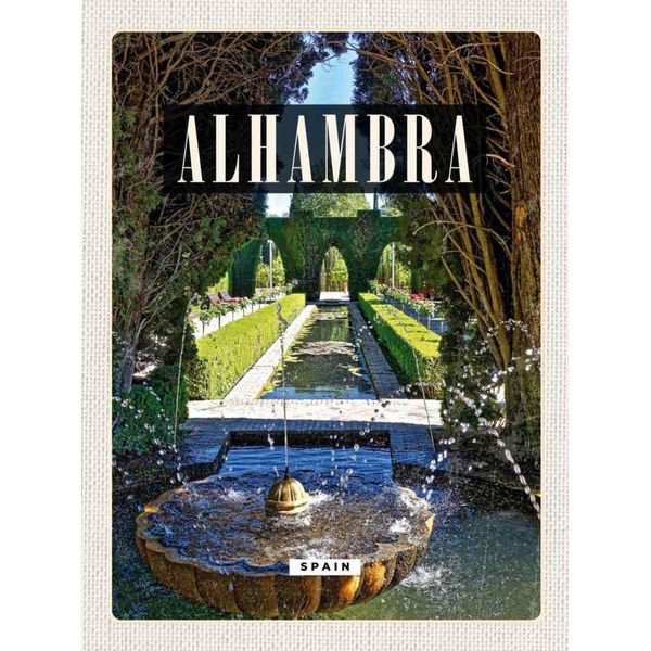 Vianmo Insegna In Legno 30X20 Cm Alhambra Spain Spanien Natur-image