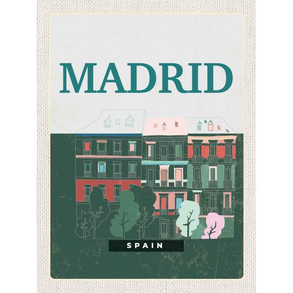 Vianmo Insegna In Legno 30X20 Cm Madrid Spain Errinerungen Retro-image
