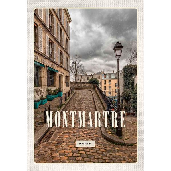 Vianmo Insegna In Legno 30X20 Cm Montmartre Altstadt Reiseziel-image