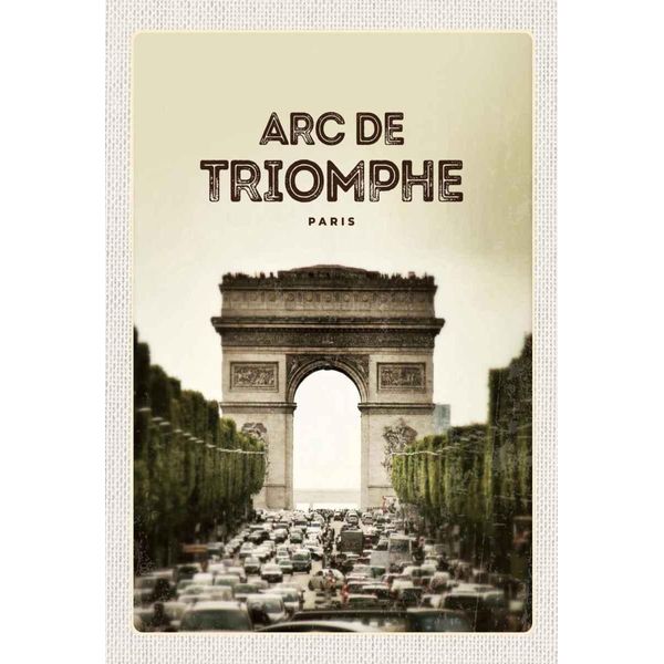 Vianmo Insegna In Legno 30X20 Cm Arc De Triomphe Paris Retro Bild-image