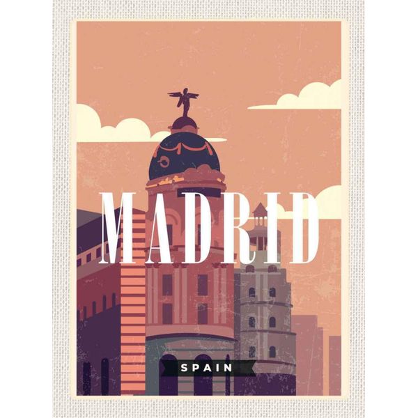 Vianmo Insegna In Legno 30X20 Cm Madrid Spain Retro Vintage Reiseziel-image