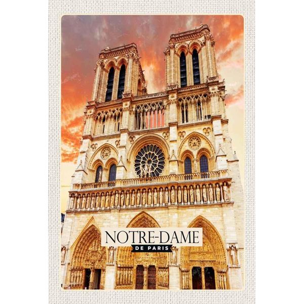 Vianmo Insegna In Legno 30X20 Cm Notre-Dame De Paris Architektur Kunst-image