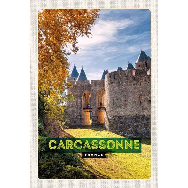 Vianmo Insegna In Legno 30X20 Cm Carcassonne France Reiseziel-image