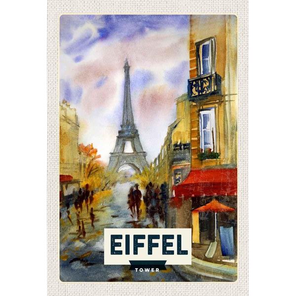 Vianmo Insegna In Legno 30X20 Cm Eiffel Tower Malerisches Bild Kunst-image