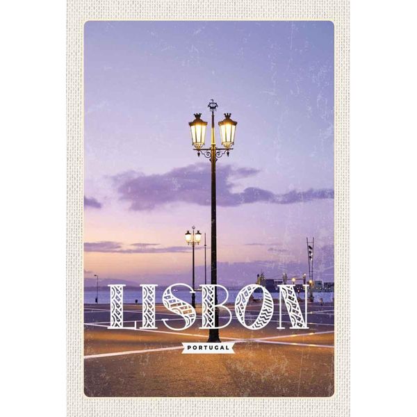 Vianmo Insegna In Legno 30X20 Cm Lisbon Portugal Sonnenuntergang-image