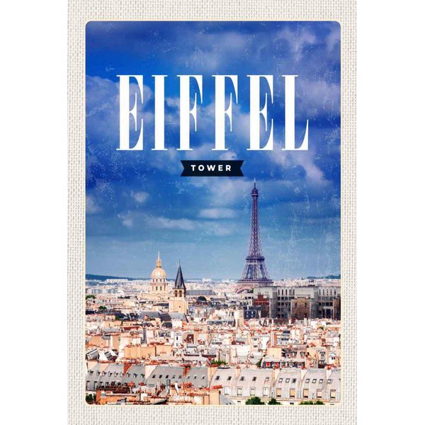 Vianmo Insegna In Legno 30X20 Cm Eiffel Tower Panorama Bild Retro-image