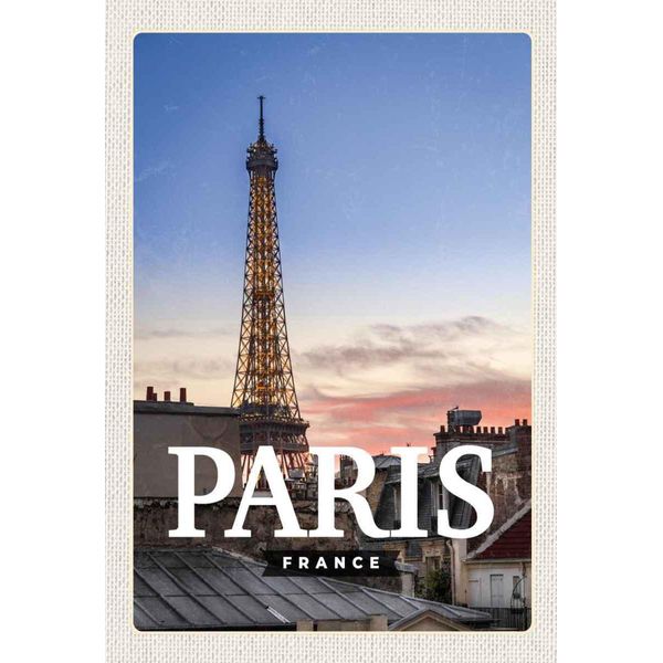 Vianmo Insegna In Legno 30X20 Cm Paris France Sonnenuntergang-image