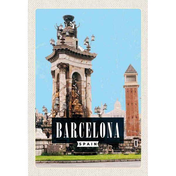 Vianmo Insegna In Legno 30X20 Cm Barcelona Spanien Architektur Bild-image