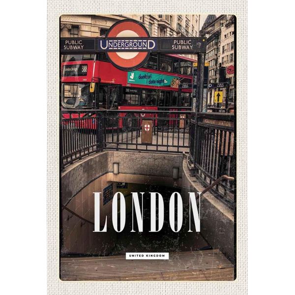 Vianmo Insegna In Legno 30X20 Cm London England Underground Train-image