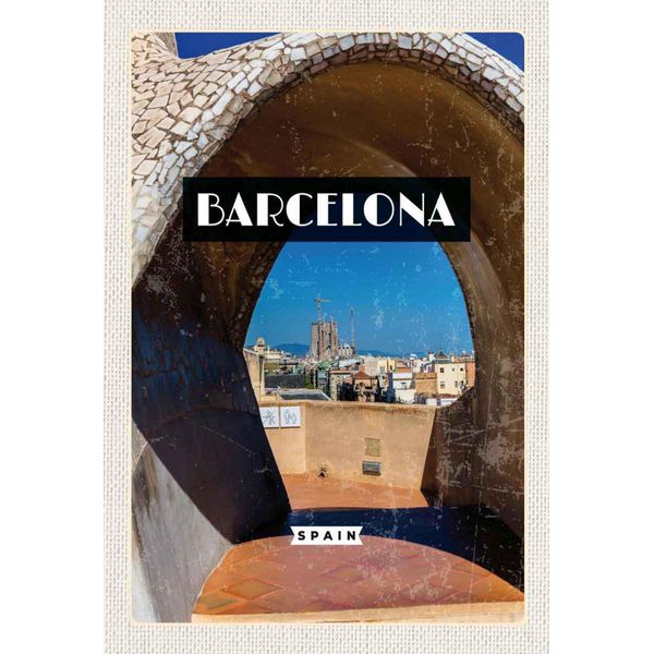 Vianmo Insegna In Legno 30X20 Cm Barcelona Spanien Stadt Reiseziel-image