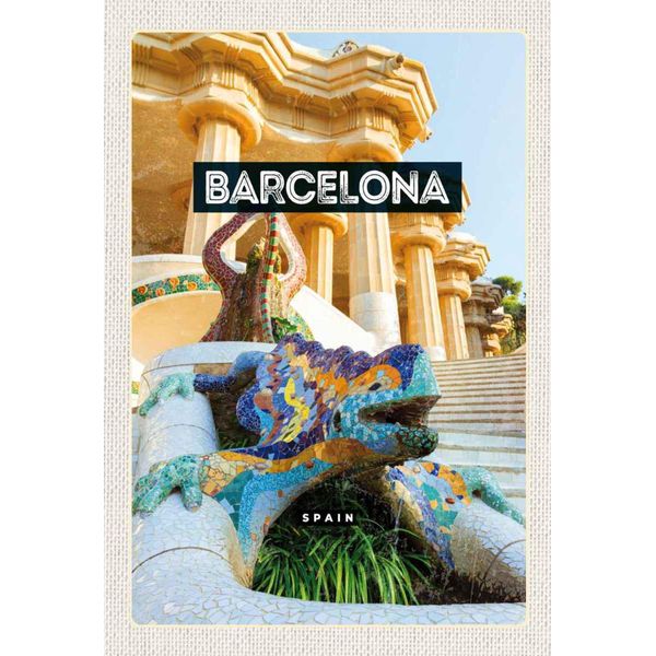 Vianmo Insegna In Legno 30X20 Cm Barcelona Spanien Park Trip-image