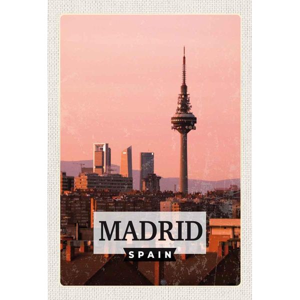 Vianmo Insegna In Legno 30X20 Cm Madrid Spanien Retro Architektur-image