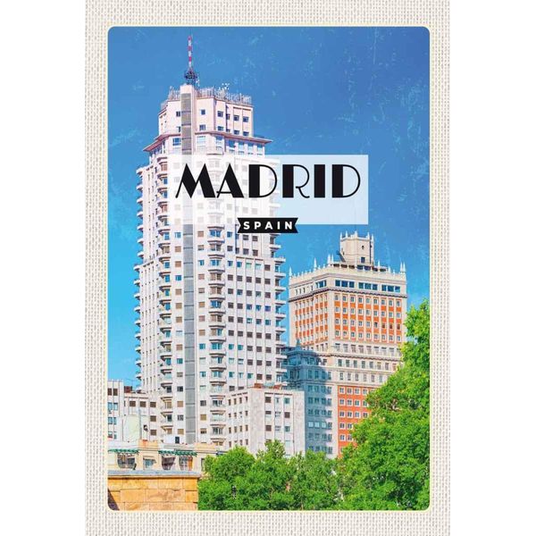 Vianmo Insegna In Legno 30X20 Cm Madrid Spanien Hochhaus Architektur-image