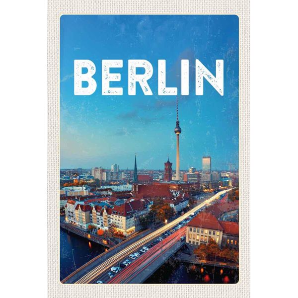 Vianmo Insegna In Legno 30X20 Cm Berlin Deutschland Fernseherturm-image
