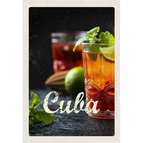Vianmo Insegna In Legno 30X20 Cm Cuba Karibik Cocktail Limette Minze-image
