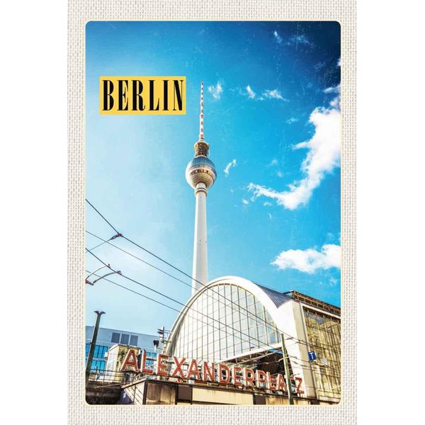 Vianmo Insegna In Legno 30X20 Cm Berlin Deutschland Fernsehturm Trip-image