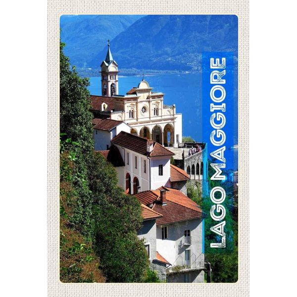 Vianmo Insegna In Legno 30X20 Cm Lago Maggiore Aussicht Auf Meer Stadt-image