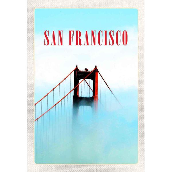 Vianmo Insegna In Legno 30X20 Cm San Francisco BrüCke Himmel Blau-image