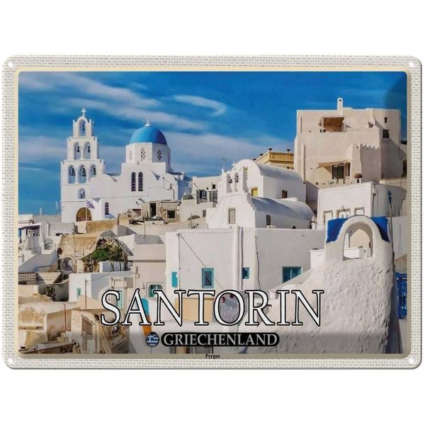 Vianmo Insegna Di Latta 30X40 Cm Santorin Griechenland Pyrgos Dorf-image