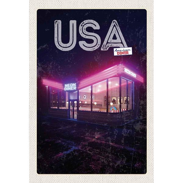 Vianmo Insegna In Legno 30X20 Cm Amerika Diner Restaurant Fast Food-image