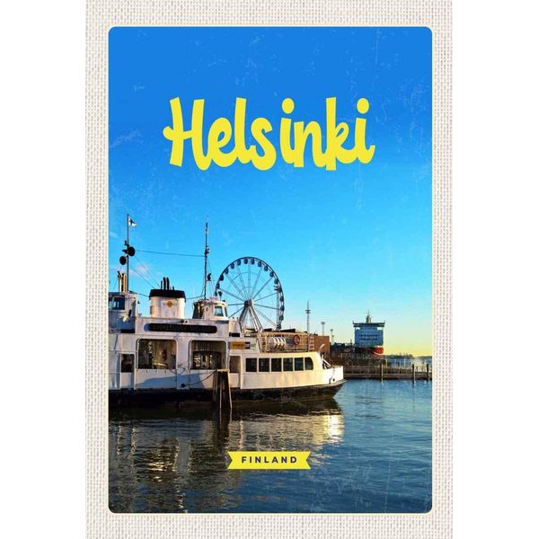 Vianmo Insegna In Legno 30X20 Cm Helsinki Finnland Schiff Riesenrad-image