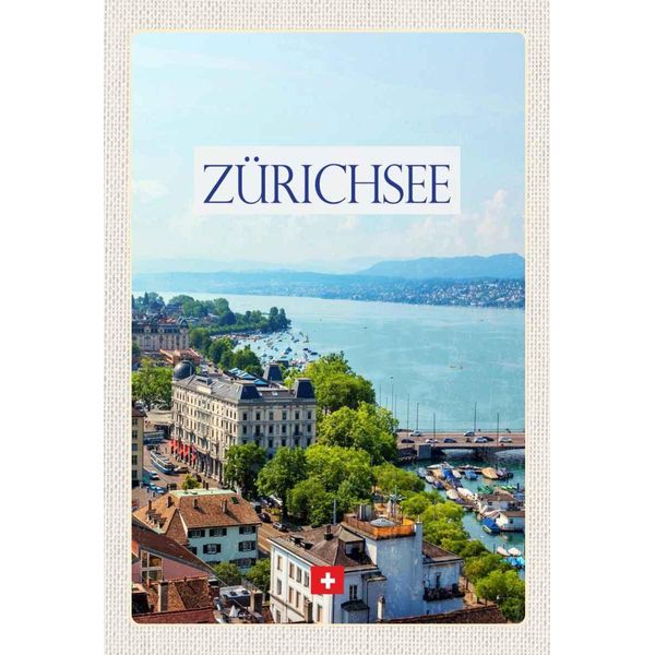 Vianmo Insegna In Legno 30X20 Cm Schweiz ZüRichsee Wald Stadt Gebirge-image