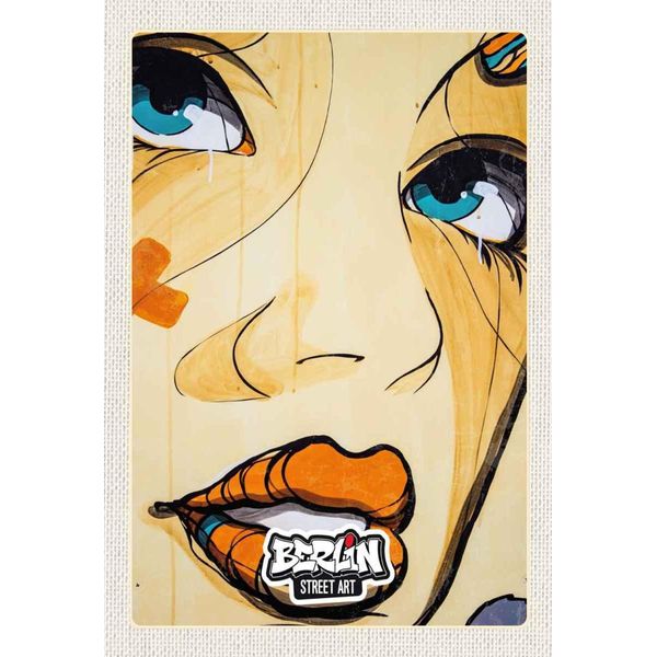 Vianmo Insegna In Legno 30X20 Cm Berlin Street Art Weinenende Frau-image