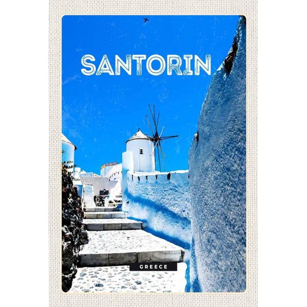 Vianmo Insegna In Legno 30X20 Cm Santorini Griechenland WeißE Treppen-image